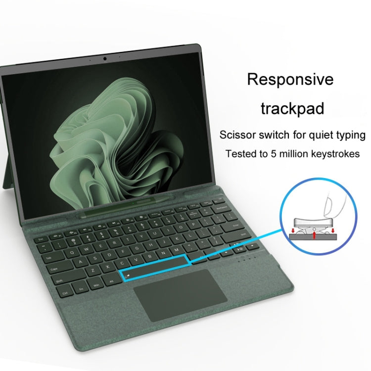 For Microsoft Surface Pro 8 / 9 / X Bluetooth Keyboard Magnetic Tablet Wireless Touch Backlit Keyboard With Pen Slot(Green)
