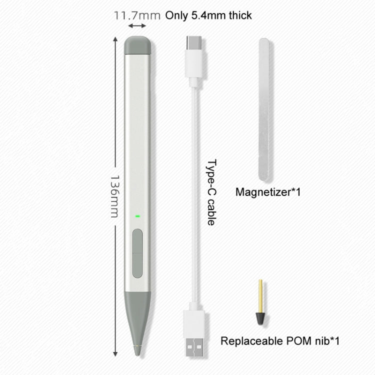 For Microsoft Surface Pro 8 / 9 / Go Laptop Stylus 4096 Pressure Sensitive Stylus Pen(Gray)