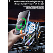 15W Car Sound Pickup Atmosphere Light Wireless Mobile Phone Charging Stand(Silver)