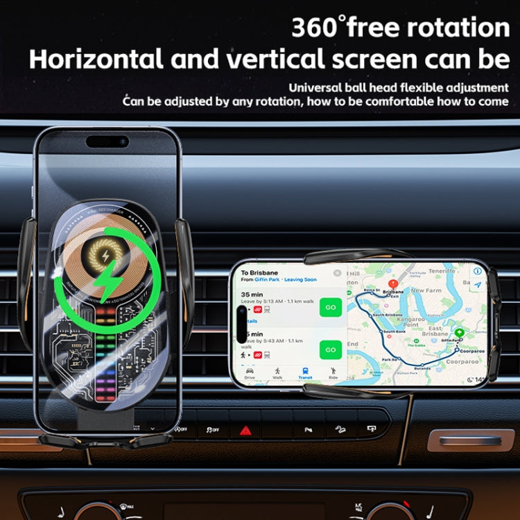 15W Car Sound Pickup Atmosphere Light Wireless Mobile Phone Charging Stand(Silver)