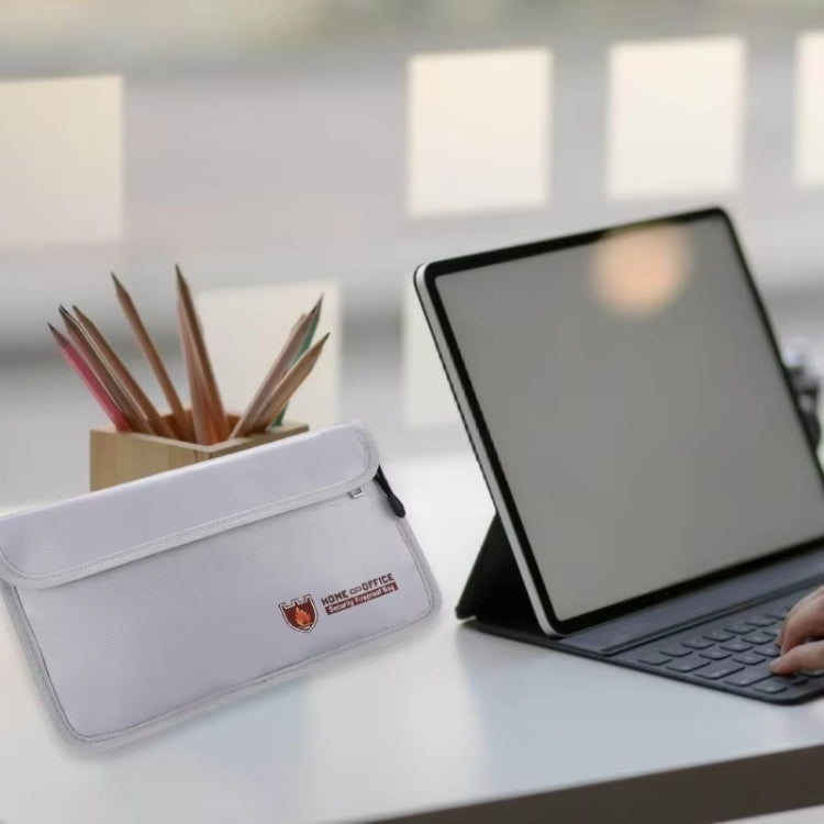 Double Zipper Pockets Fireproof Document Bag Valuables Storage Pouch 10.6x6.9 Inch - free shipping - PMC Jewellery - Order now!