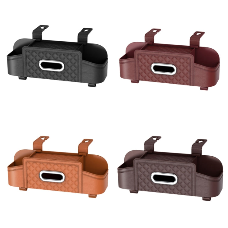 Multifunctional Car Seat Back Tissue Storage Box Hanging Bag(Wine Red)
