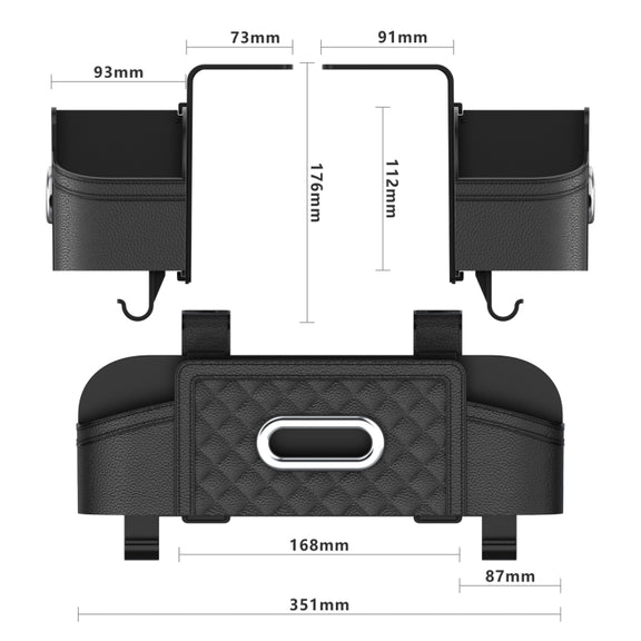 Multifunctional Car Seat Back Tissue Storage Box Hanging Bag(Wine Red)