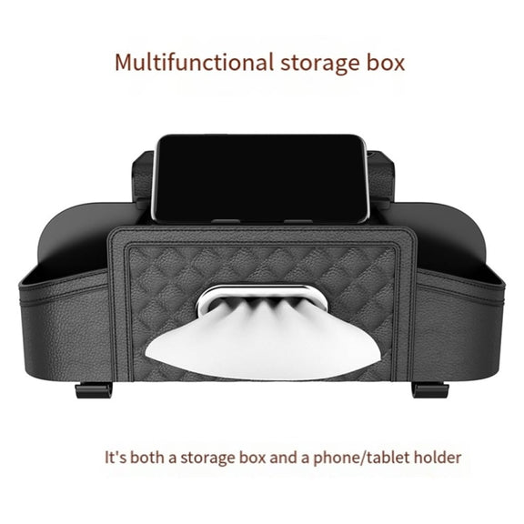 Multifunctional Car Seat Back Tissue Storage Box Hanging Bag(Wine Red)