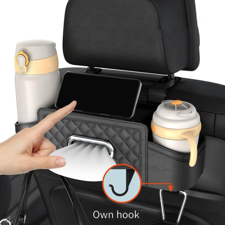 Multifunctional Car Seat Back Tissue Storage Box Hanging Bag(Black)