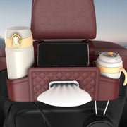 Multifunctional Car Seat Back Tissue Storage Box Hanging Bag(Wine Red)