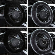 38cm Car Steering Wheel Winter Warm Short Plush Cover(D-type Gray)