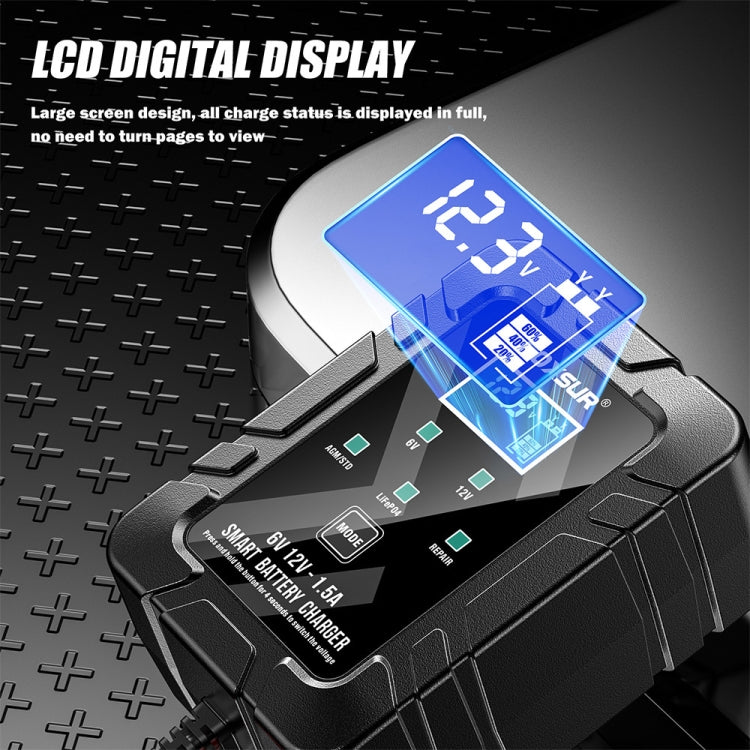 FOXSUR 6V/12V 1.5A Lawn Mower Motorcycle Lead Acid Battery SAE Plug Charger(US Plug) - Battery Charger by FOXSUR | Online Shopping South Africa | PMC TechLife | Buy Now Pay Later Mobicred