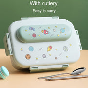 316 Stainless Steel Insulated Lunch Box Children Portable Compartment Lunch Case, Style: Light Green 2 Grids