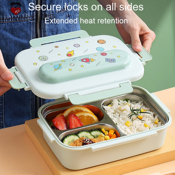 316 Stainless Steel Insulated Lunch Box Children Portable Compartment Lunch Case, Style: Light Green 2 Grids
