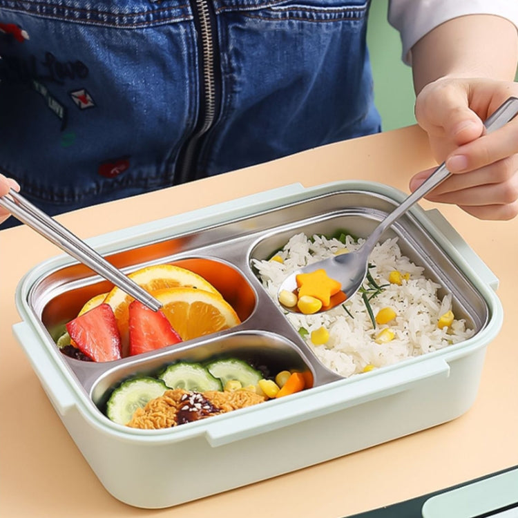 316 Stainless Steel Insulated Lunch Box Children Portable Compartment Lunch Case, Style: Light Green 2 Grids