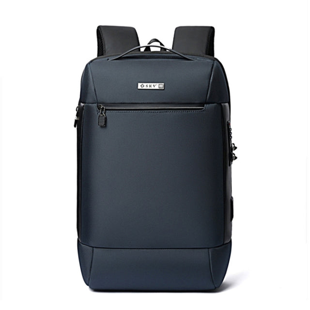 SKV B20453 Men Business Casual Multifunctional Double Shoulder Bag Large Capacity Laptop Backpack(Blue)