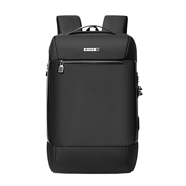 SKV B20453 Men Business Casual Multifunctional Double Shoulder Bag Large Capacity Laptop Backpack(Black)