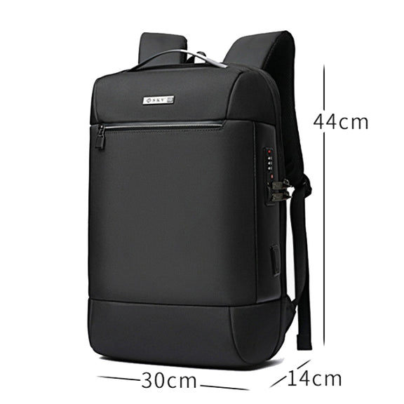 SKV B20453 Men Business Casual Multifunctional Double Shoulder Bag Large Capacity Laptop Backpack(Black)