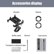 GUB PLUS21 Bicycle Mobile Phone Holder Motorcycle 360 Degree Rotating Mount For 22.2-31.8mm Tube Diameter(Black)