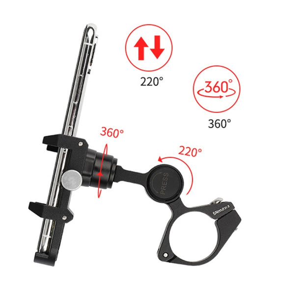 GUB PLUS21 Bicycle Mobile Phone Holder Motorcycle 360 Degree Rotating Mount For 22.2-31.8mm Tube Diameter(Black)
