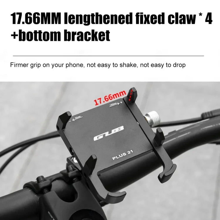 GUB PLUS21 Bicycle Mobile Phone Holder Motorcycle 360 Degree Rotating Mount For 22.2-31.8mm Tube Diameter(Black)