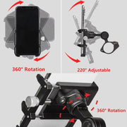 GUB PLUS21 Bicycle Mobile Phone Holder Motorcycle 360 Degree Rotating Mount For 22.2-31.8mm Tube Diameter(Black)