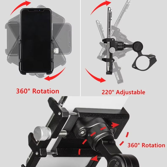 GUB PLUS21 Bicycle Mobile Phone Holder Motorcycle 360 Degree Rotating Mount For 22.2-31.8mm Tube Diameter(Black)