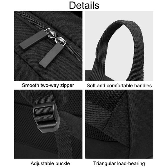 SKV B22016 Men Business Casual Double Shoulder Bag Outdoor Travel Laptop Backpack(Black)