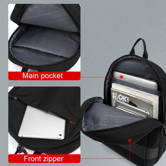 SKV B22016 Men Business Casual Double Shoulder Bag Outdoor Travel Laptop Backpack(Gray Blue)