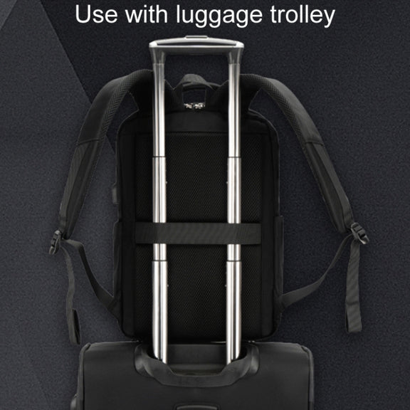 SKV B23889 Men Large Capacity Double-Shoulder Business Laptop Bag(Black)