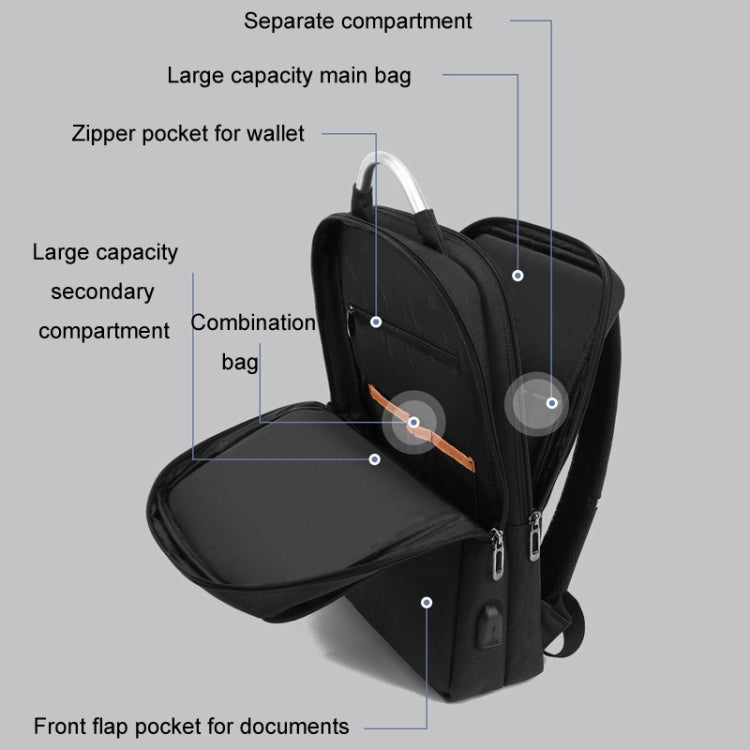 SKV BLB21282 Men Business Duty Traveling Double Shoulder Bag Lightweight Large Capacity Laptop Backpack(Black)