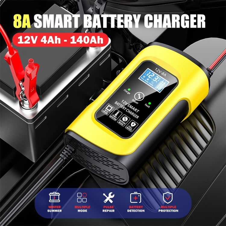 FOXSUR 12V8A SUV Car Motorcycle Intelligent Repair Type Lead-acid Battery Charger(US Plug)