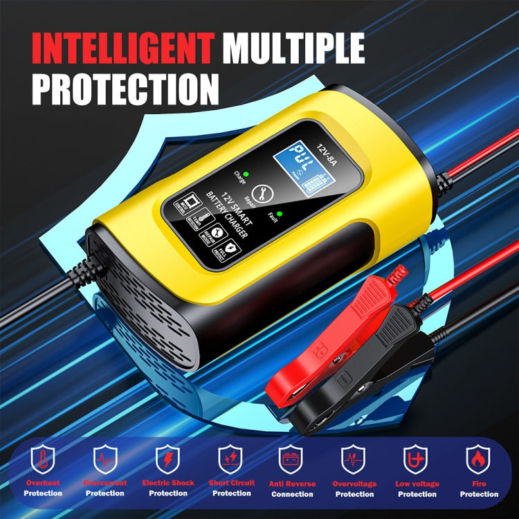 FOXSUR 12V8A SUV Car Motorcycle Intelligent Repair Type Lead-acid Battery Charger(US Plug)