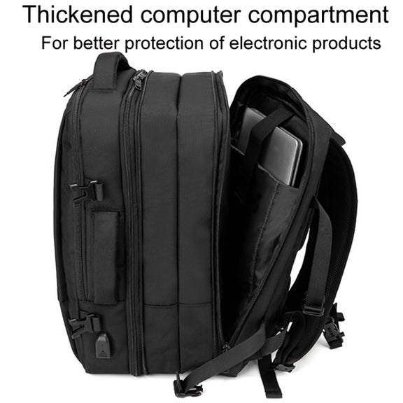 SKV BLB2006 Men Business Travel Double Shoulder Bag Large Capacity Casual Laptop Backpack(Black)