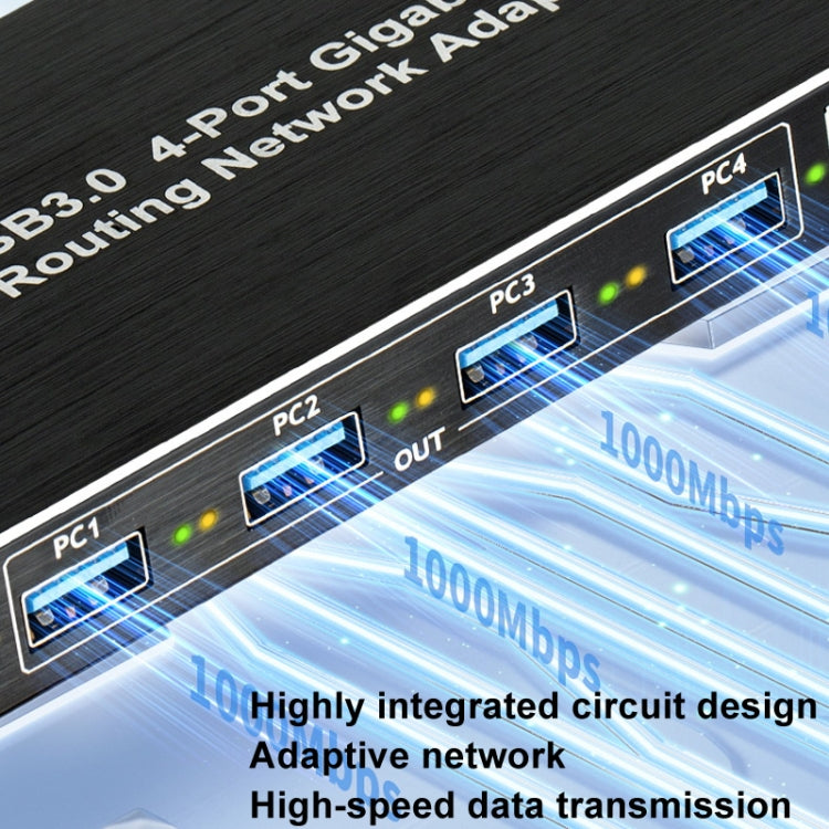 USB3.0 4-Ports Gigabit Network Adapter Plug and Play Router(Black) - Wireless Routers by PMC TechLife | Online Shopping South Africa | PMC TechLife | Buy Now Pay Later Mobicred