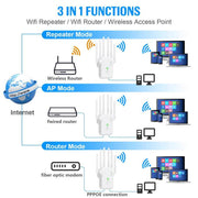 Urant U13 1200Mbps 2.4G/5G Dual Band WiFi Repeater Signal Amplifier US Plug Black