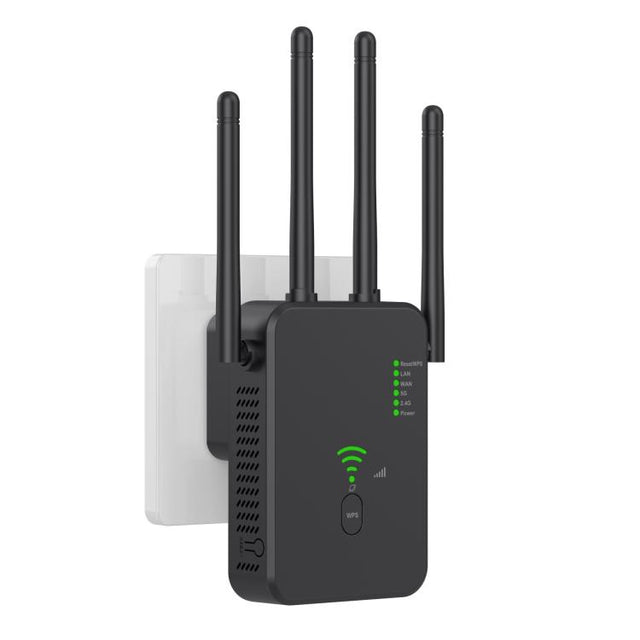 Urant U10 300Mbps 2.4G Wireless Repeater WiFi Signal Amplifier With 4 Antennas US Plug Black