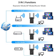 Urant U10 300Mbps 2.4G Wireless Repeater WiFi Signal Amplifier With 4 Antennas EU Plug Black