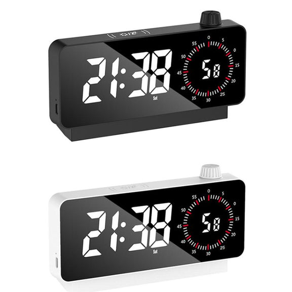 Multi-Functional LED Screen Mirror Charging Alarm Clock Reminder Visual Timer(Black)