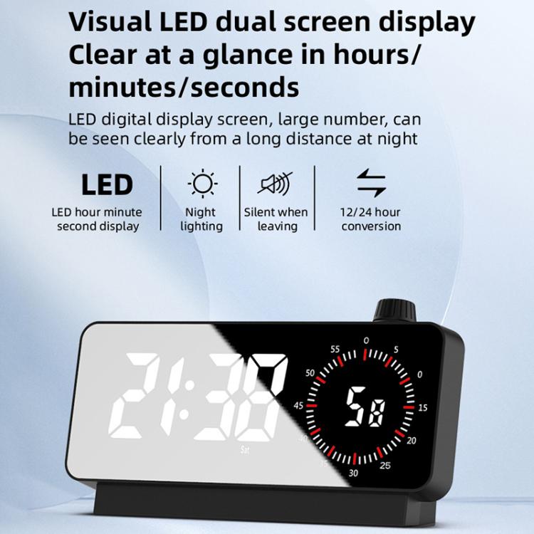 Multi-Functional LED Screen Mirror Charging Alarm Clock Reminder Visual Timer(White) - Alarm Clocks by PMc TechLife | Online Shopping South Africa | PMc TechLife | Buy Now Pay Later Mobicred