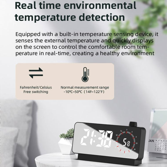 Multi-Functional LED Screen Mirror Charging Alarm Clock Reminder Visual Timer(Black)