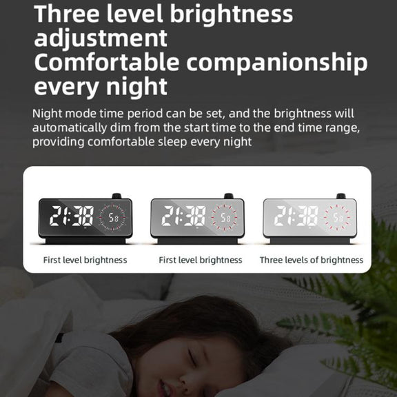 Multi-Functional LED Screen Mirror Charging Alarm Clock Reminder Visual Timer(Black)