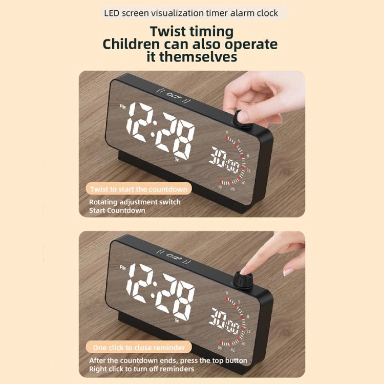 Multi-Functional LED Screen Mirror Charging Alarm Clock Reminder Visual Timer(Black) - Alarm Clocks by PMc TechLife | Online Shopping South Africa | PMc TechLife | Buy Now Pay Later Mobicred