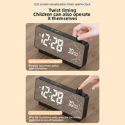 Multi-Functional LED Screen Mirror Charging Alarm Clock Reminder Visual Timer(Black)