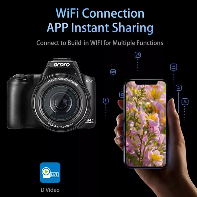 Ordro 4K Ultra HD Rotating Screen Optical Zoom Digital Camera - free shipping - PMC Jewellery - Order now!