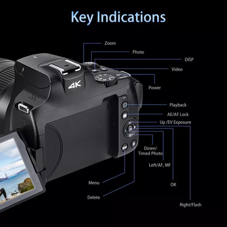 Ordro 4K Ultra HD Rotating Screen Optical Zoom Digital Camera - free shipping - PMC Jewellery - Order now!
