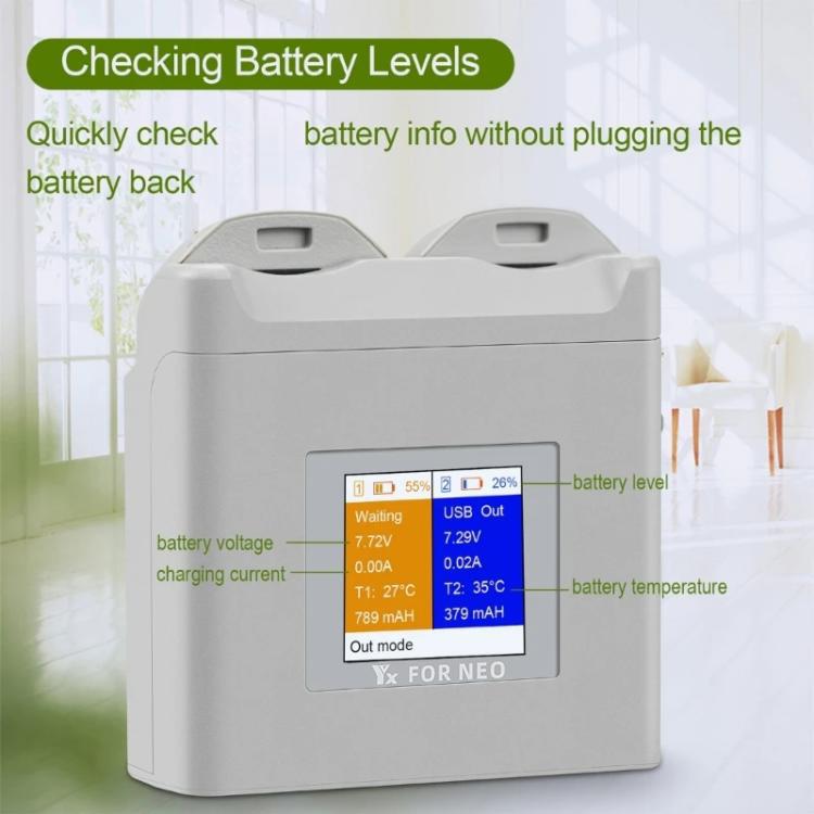 For DJI Neo Drone YX Color Screen Battery Charger Charge 2 Batteries(Gray) - free shipping - PMC Jewellery - Order now!