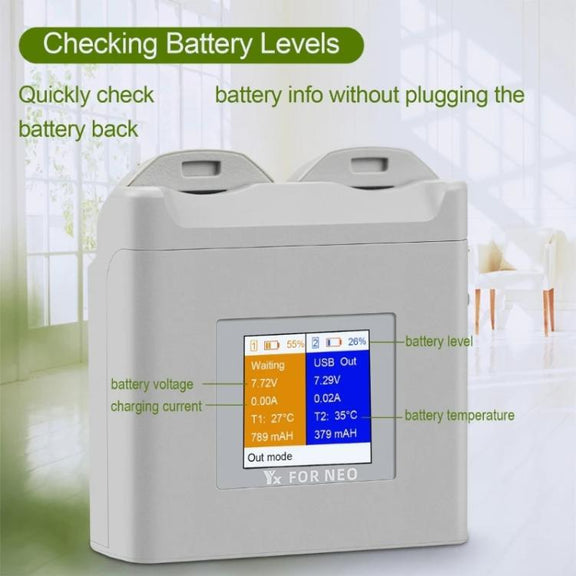 For DJI Neo Drone YX Color Screen Battery Charger Charge 2 Batteries(Gray)