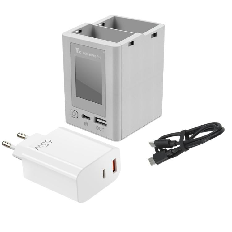 For DJI Mini 4 Pro / Mini 3 Pro / Mini 3 YX Color Screen Dual-way Charger Battery Manager With 65W EU Plug - free shipping - PMC Jewellery - Order now!