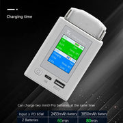 For DJI Mini 4 Pro / Mini 3 Pro / Mini 3 YX Color Screen Dual-way Charger Battery Manager With 65W EU Plug