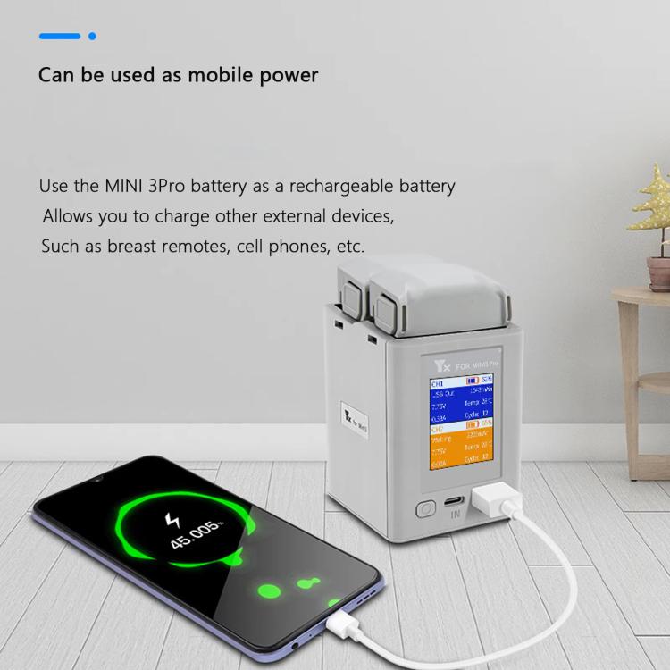 For DJI Mini 4 Pro / Mini 3 Pro / Mini 3 YX Color Screen Dual-way Charger Battery Manager Without Plug