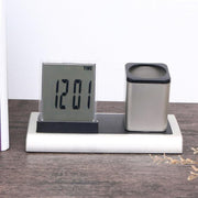 288A Multifunctional Colorful Calendar / Temperature Display LED Alarm Clock With Pen Holder(Silver)