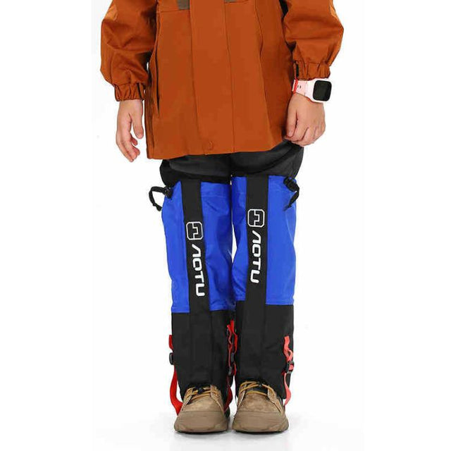 AOTU  AT8913 1pair Children Riding Skiing Water-resistant Calf Protectors Outdoor Sandproof Shoes Covers, Color: Blue L