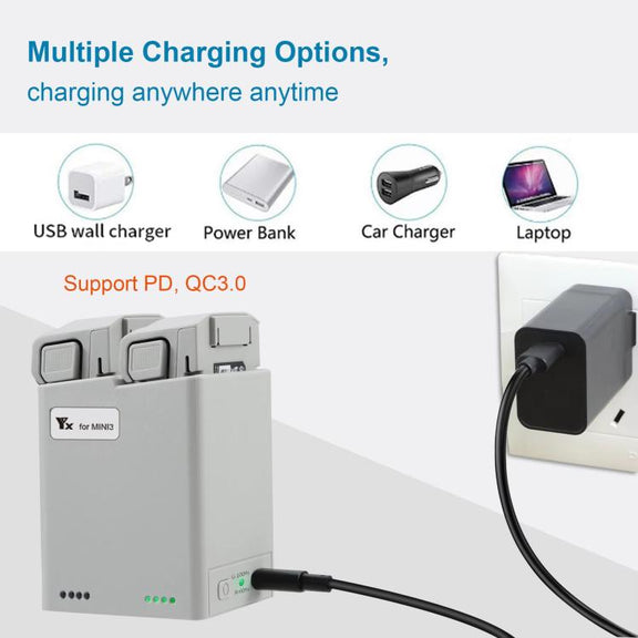 For DJI Mini 4 Pro / Mini 3 Pro / Mini 3 YX  Dual-Way Charger Battery Manager With 35W EU Plug
